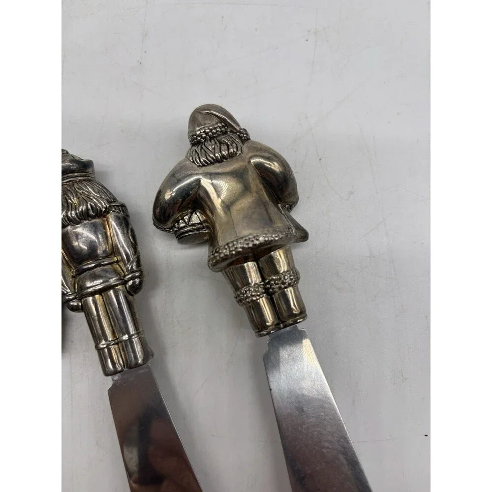 Christmas Charcuterie Spreaders 4 Holiday Wallace Silversmiths Silverplate Santa